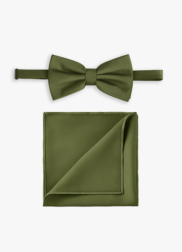 front Stretch Satin Bow Tie and Pocket Square Set
