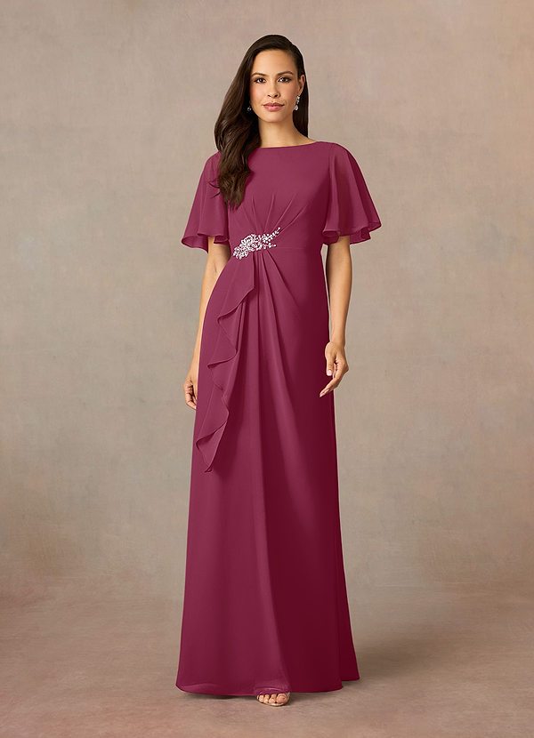 Azazie Rain Mother of the Bride Dresses Mulberry Sheath Beaded Chiffon Dress image1