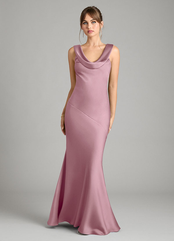 Azazie Rylina Bridesmaid Dresses Vintage Mauve Mermaid Stretch Satin Dress image1