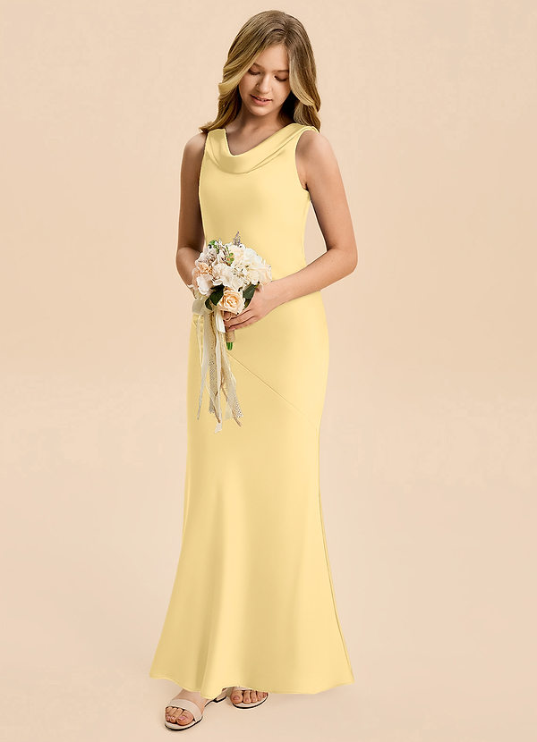 Azazie Rylina Junior Butter Mermaid Stretch Satin Dress image1