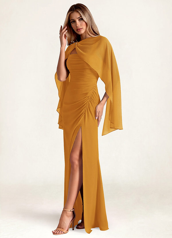 front Azazie Matching Chiffon Cape with Metal Ring Clasp