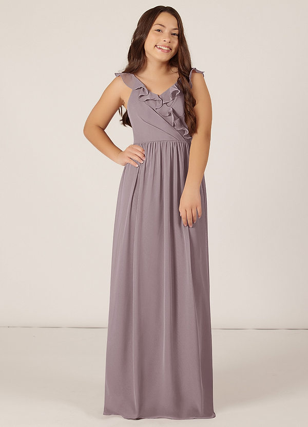 Vestidos Modernos AsiméTricos Para Damas De Honor Junior Con Cuello De Capa Salvia main image 1