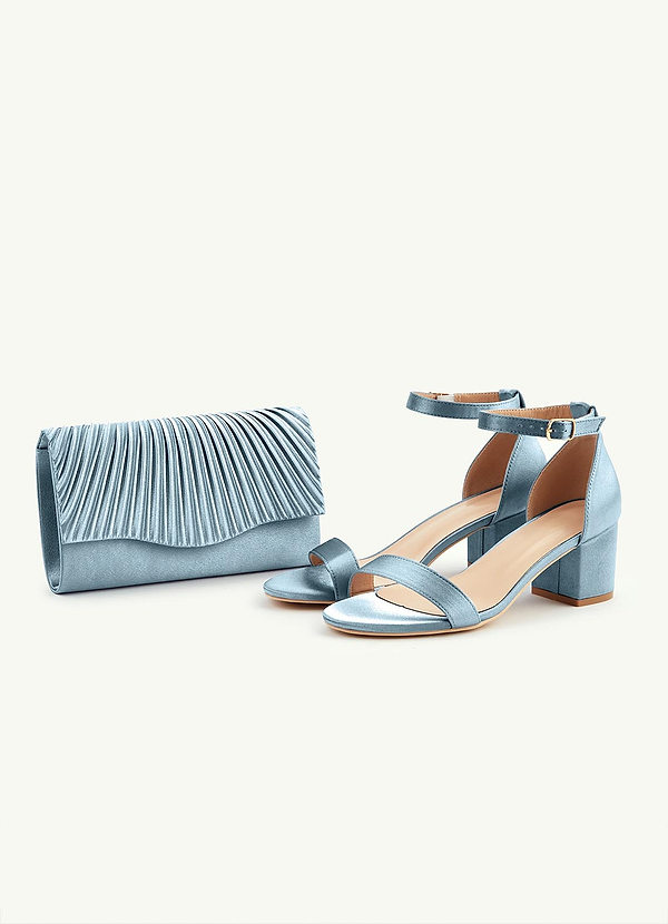 front Matching Color Metallic Satin Sandals Envelope Clutch Set