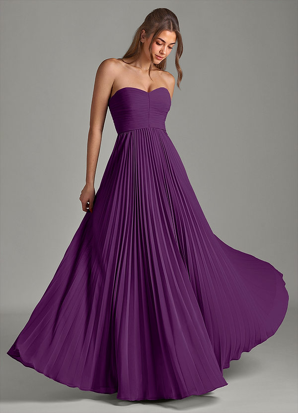 Azazie Chiana Bridesmaid Dresses Grape A-Line Strapless Chiffon Dress image1