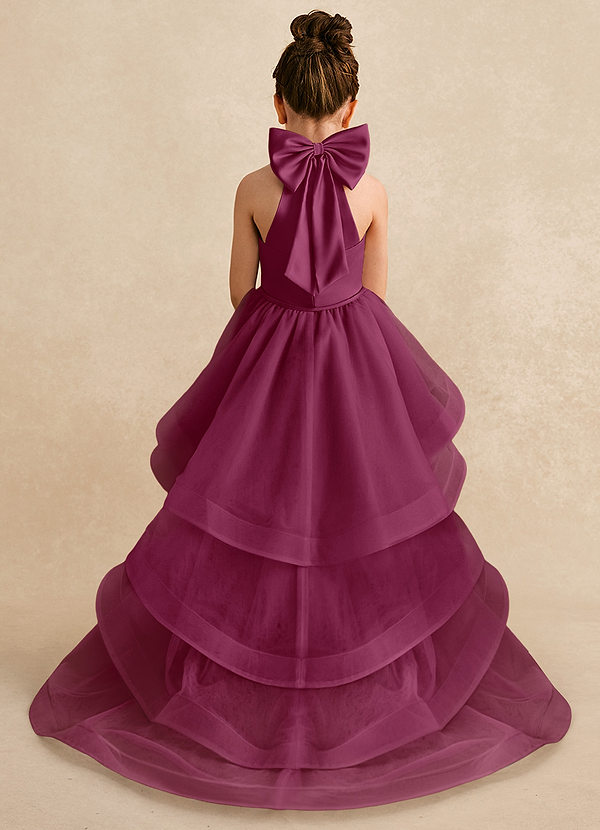 Azazie Bev Flower Girl Dresses Mulberry A-Line Convertible Tulle Dress image1