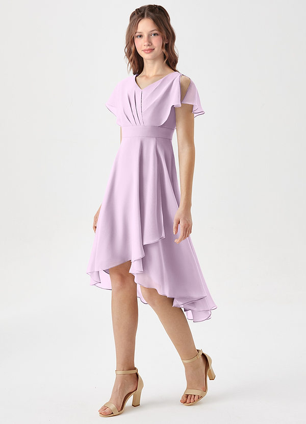 Azazie Graciela Junior Frosted Lilac A-Line Pleated Chiffon Dress image1