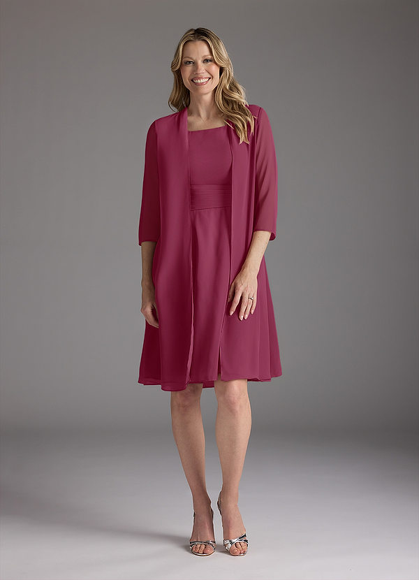 Azazie Shirley Robe Mère de la Mariée & du Marié Robe Trapèze en Mousseline de soie Plissé Scoop Mûre image1