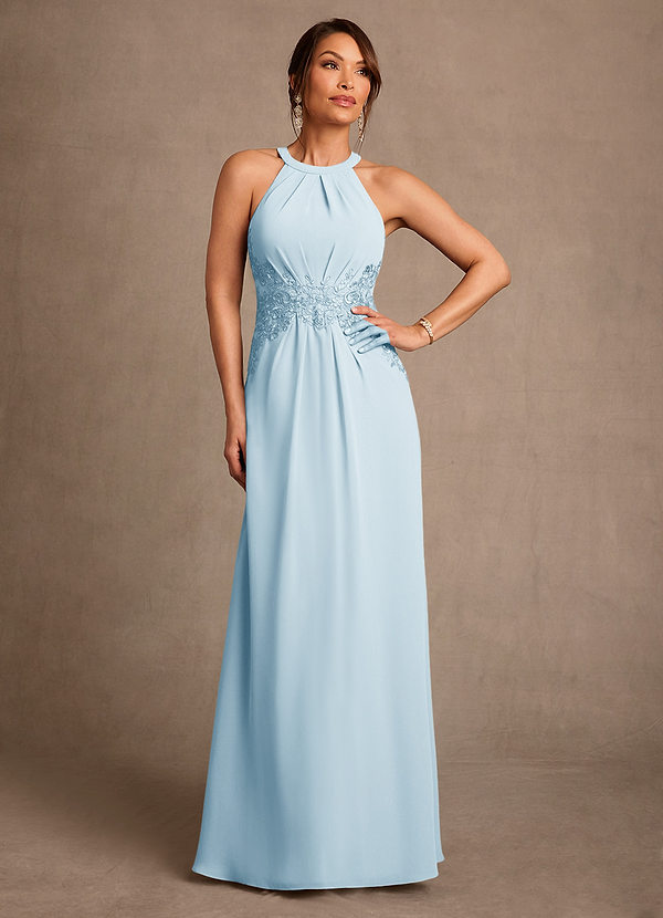 Azazie Georgie Kjoler til brudens mor A-Line Blonder Chiffon Gulv-længde Kjole image1