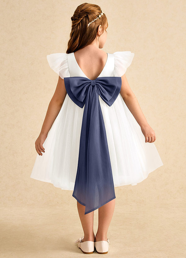Azazie Munchkin Flower Girl Dresses Ivory Stormy A-Line Bow Tulle Dress image1