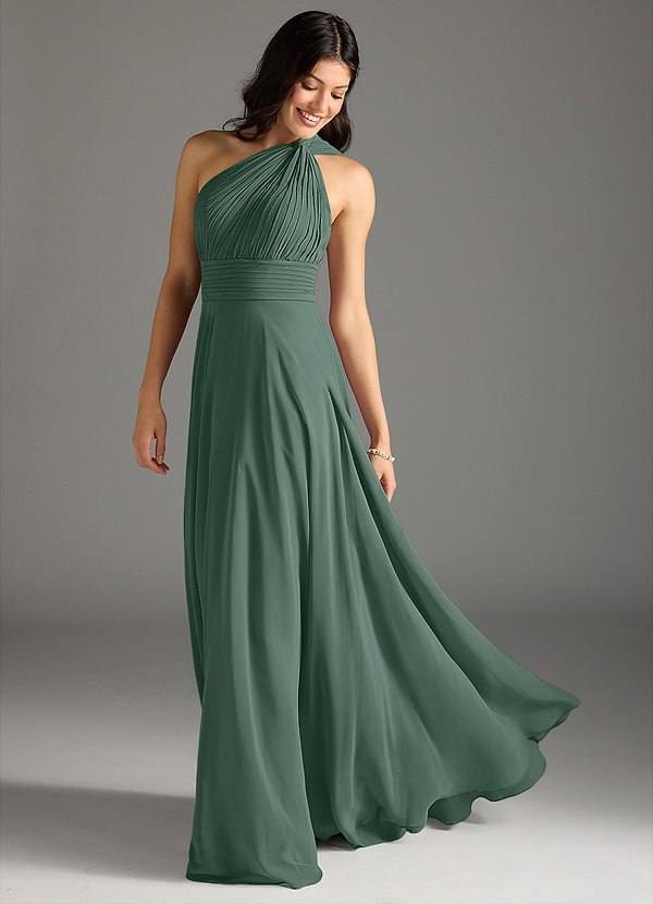 Azazie Charlize Bruidsmeisjes Jurken Jurk van Chiffon met A-Lijn One-Shoulder Zeemos image1