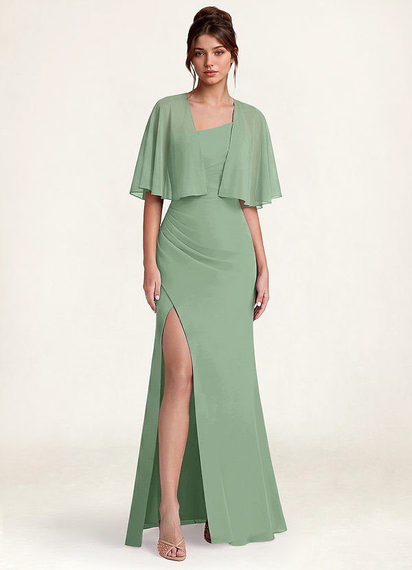 front Azazie Matching Color Chiffon Short Cape Shawl