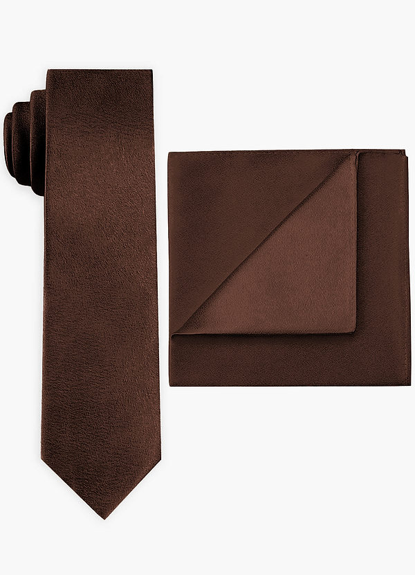 front Set aus breiter Krawatte und Einstecktuch aus Metallic-Satin