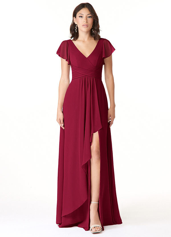 Omari Bridesmaid Dresses Burgundy A-Line Chiffon Dress image1