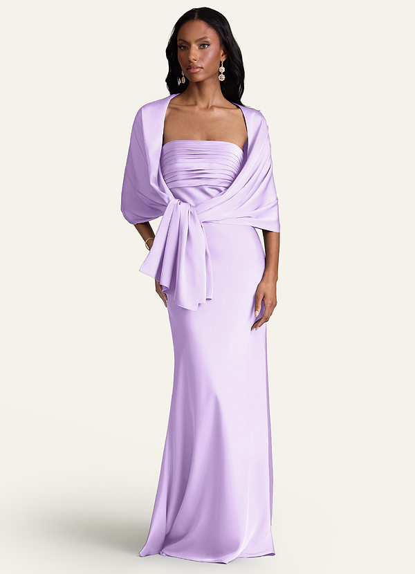 front Azazie Chal De Satén Elástico Aleena En Colores A Juego