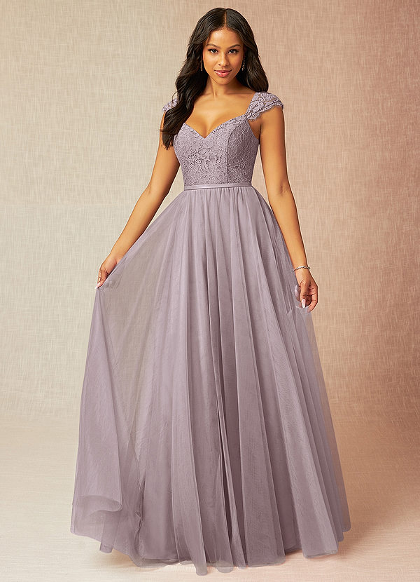 Azazie Luxi Bridesmaid Dresses Dusk A-Line Pleated Tulle Dress image1