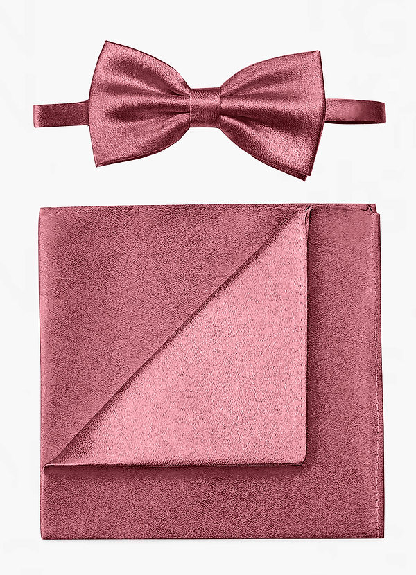 front Ensemble nœud papillon et pochette en satin métallisé