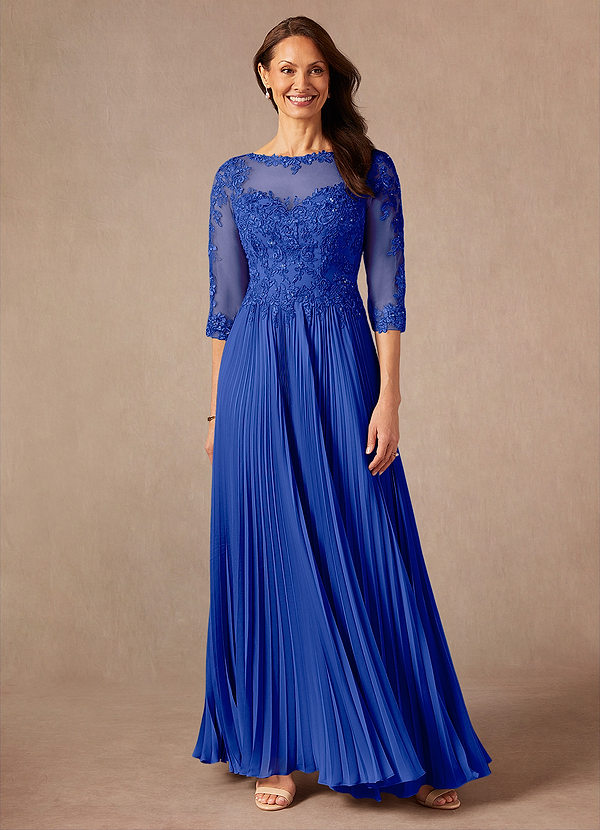 Azazie Corinne Brautmutterkleider A-Linie Pailletten Chiffon Kleid Königsblau image1