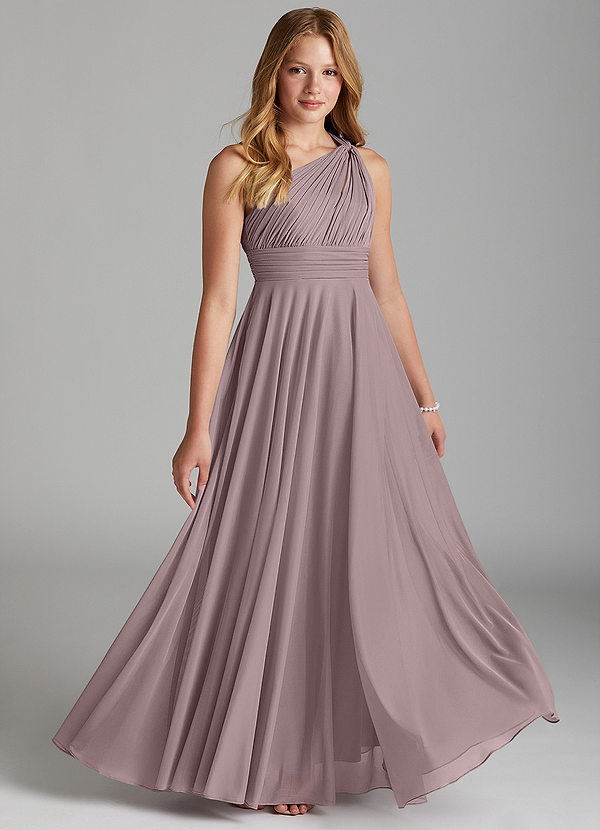 Azazie Charlize Junior Dusk A-Line Mesh Dress image1