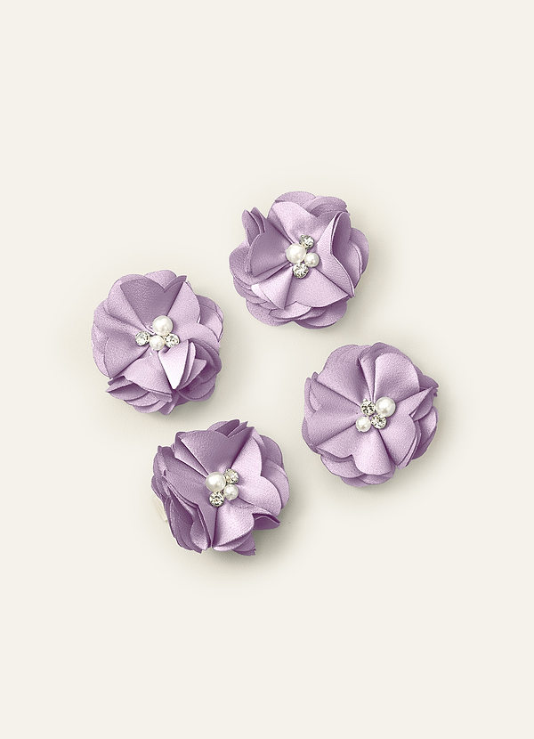 front Four-Piece Matching Color Stretch Satin Hair Clip Set