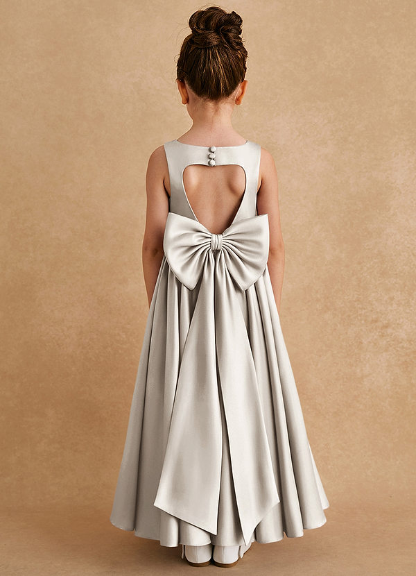 Azazie Bettie Flower Girl Dresses Frost A-Line Bow Matte Satin Dress image1