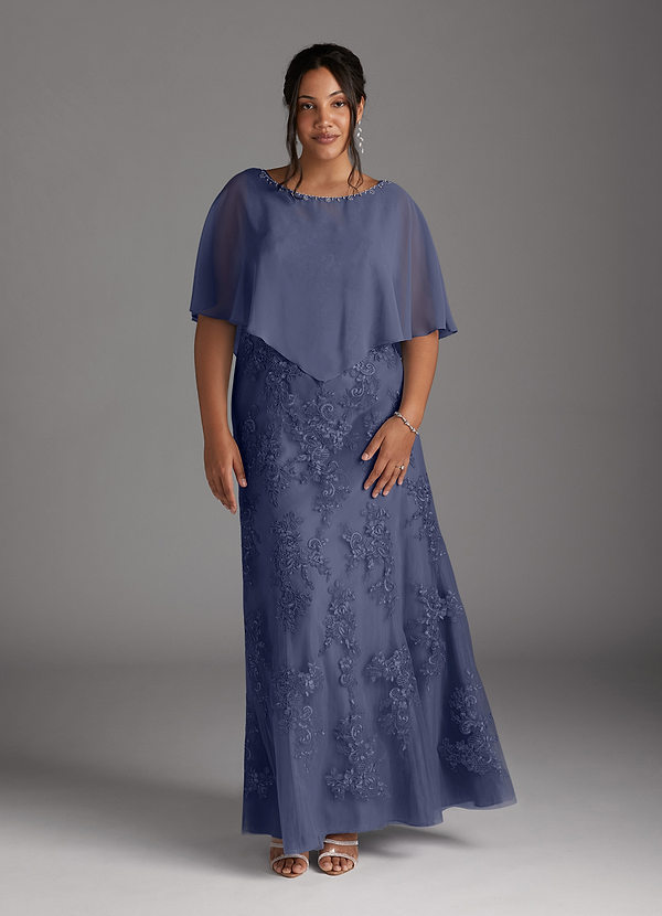 Azazie Whilhelmina Abiti da Mamma Sposa Abito Sirena in Chiffon Pizzo Stormy image1