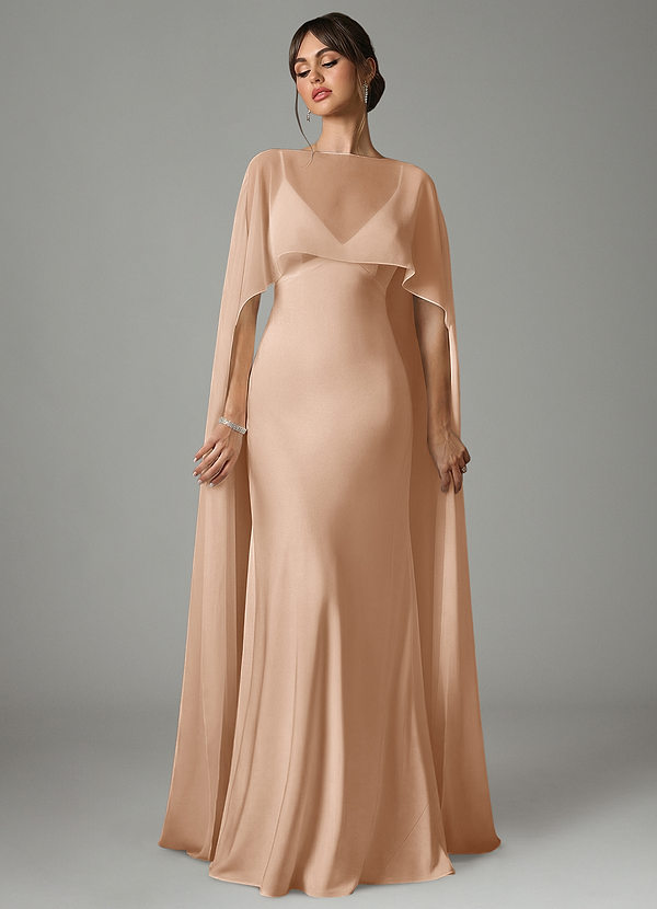 Azazie Stefania Bridesmaid Dresses English Rose A-Line Stretch Satin Dress image1