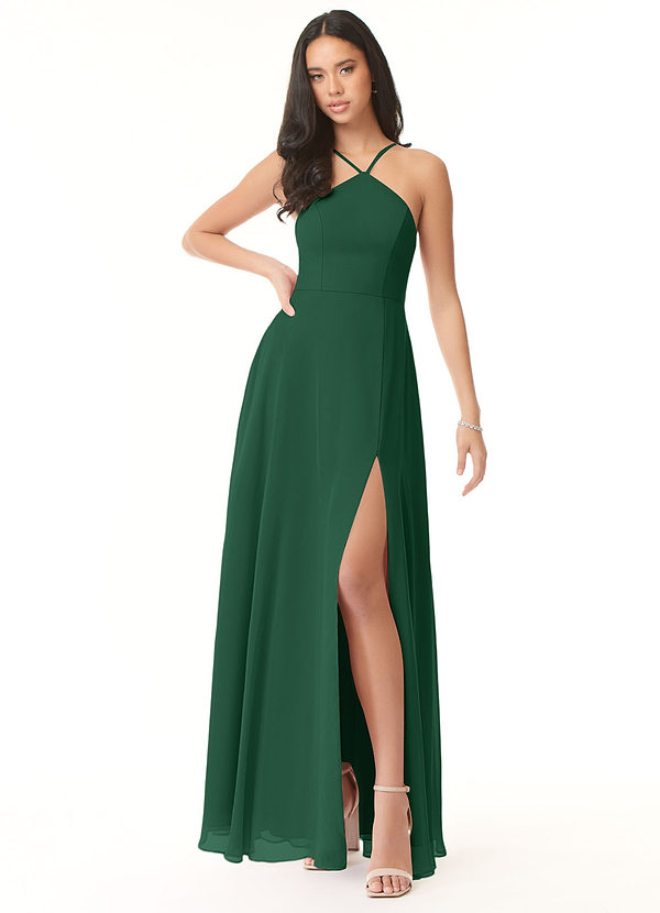 Bailey A-Line Halter Side Slit Chiffon Dress