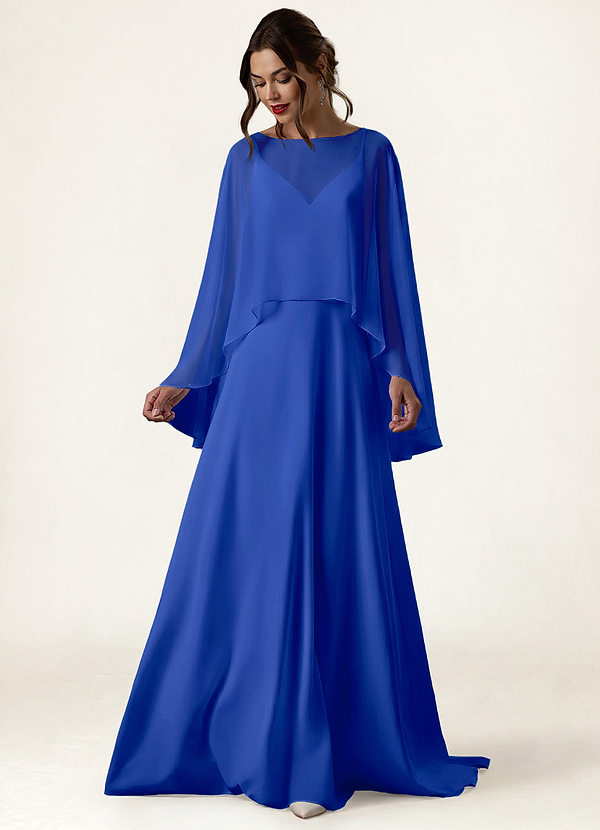 front Azazie Matching Color Chiffon High Low Sheer Cape