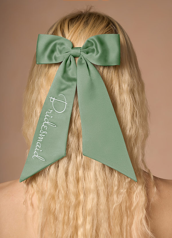 front Pince à cheveux brodée personnalisée avec nœud de couleur assortie