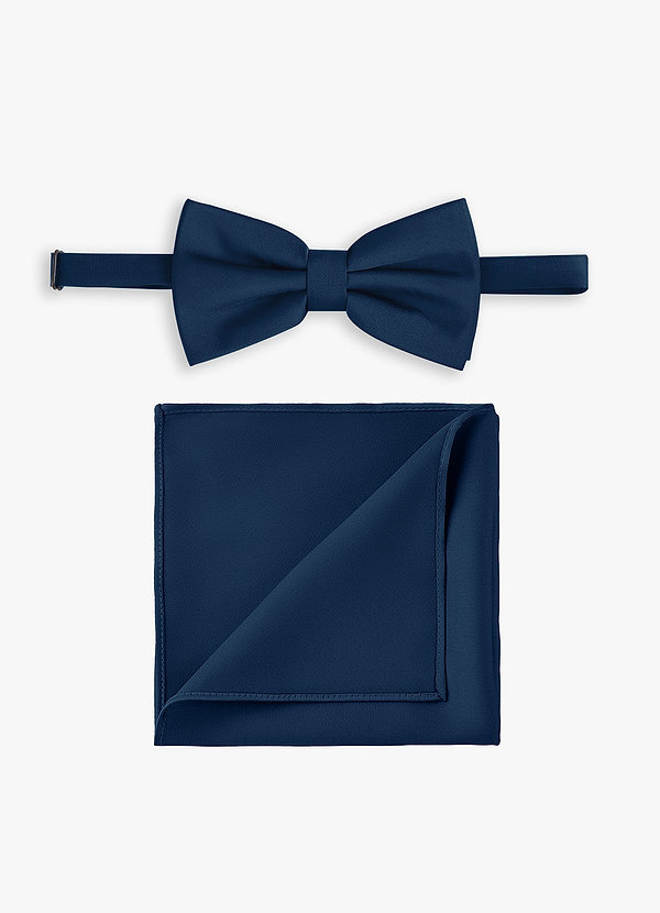 front Stretch Satin Bow Tie and Pocket Square Set