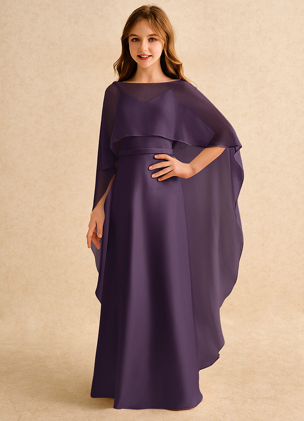 Azazie Fishie Girls Formal Abiti da Ragazza di Fiori Abito A-Line in Raso Opaco Prugna image1