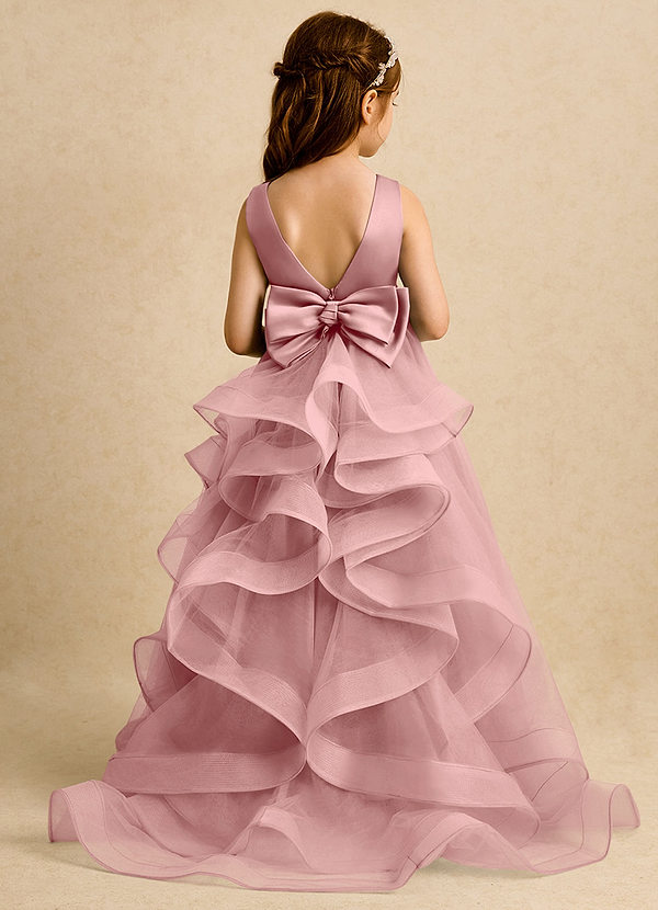 Azazie Lior Flower Girl Dresses Dusty Rose Ball-Gown Pleated Tulle Dress image1