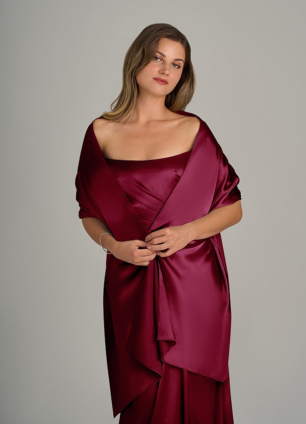 front Azazie Matching Color Metallic Satin Shawl