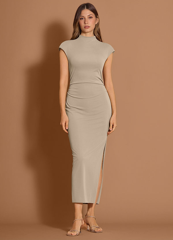 Calyssa Beige Midi Dress image1