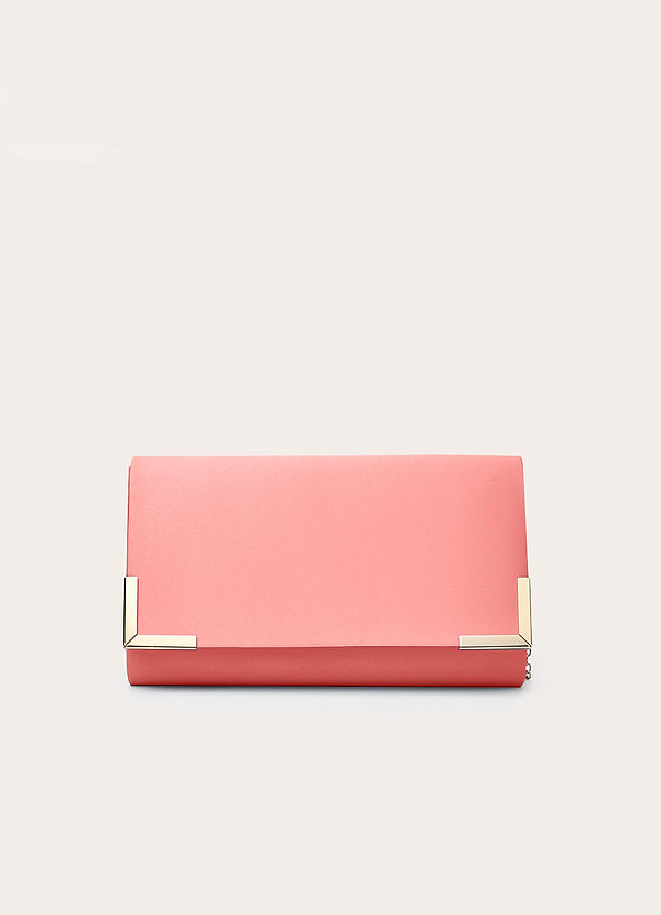 front Matching Color Matte Satin Envelope Clutch Bag