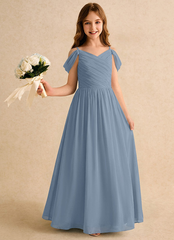 Azazie Chelo Junior Formal Klänningar för brudeflicka Klä A-Linje i Chiffong Plisserad image1