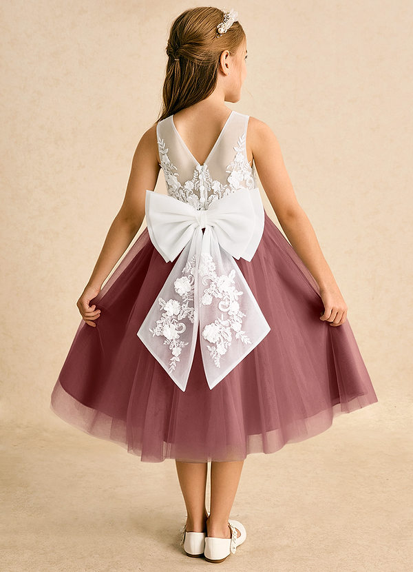 Azazie Lina Flower Girl Dresses Ivory Amethyst Ball-Gown Lace Dress image1