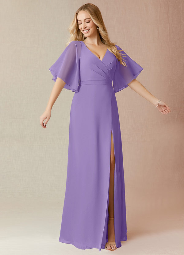 Azazie Cierra Bridesmaid Dresses Tahiti A-Line V-Neck Chiffon Dress image1