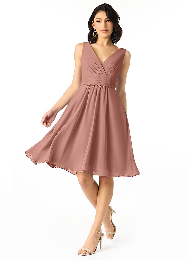 Azazie Kyla Bridesmaid Dresses Cedar Rose A-Line Pleated Chiffon Dress image1