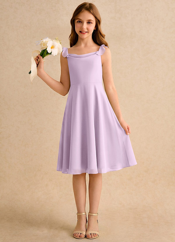 Azazie Pup Girls Formal Flower Girl Dresses Frosted Lilac A-Line Pleated Chiffon Dress image1