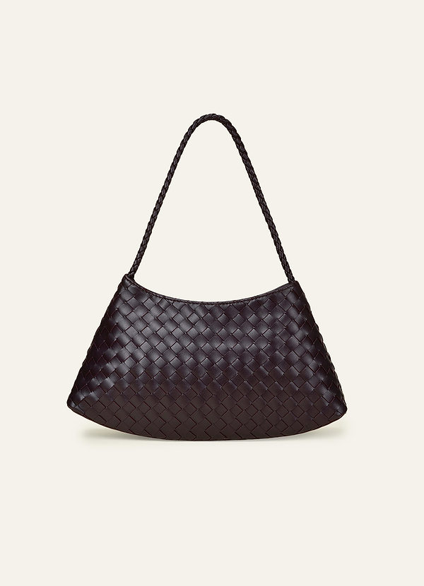 front Bolso de hombro de piel sintética tejida
