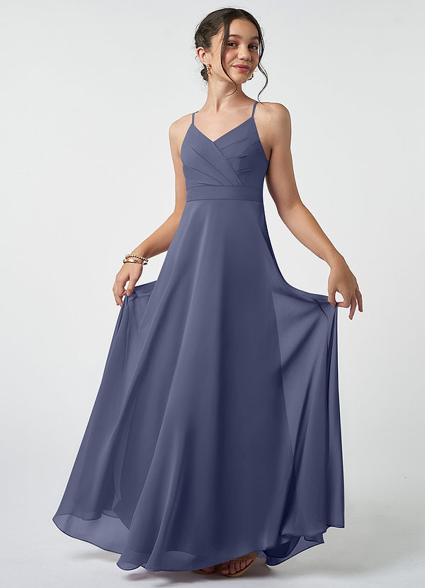 Azazie Avelina Junior A-Linie Plissee Chiffon Kleid Sturm image1