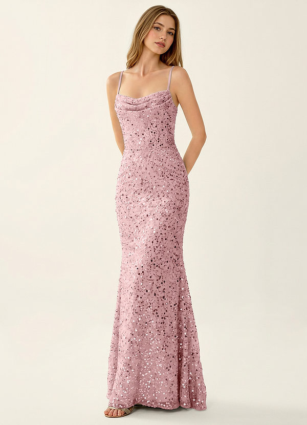 Coralie Dusty Pink Squins Lace Up Back Special Occasion Dress image1