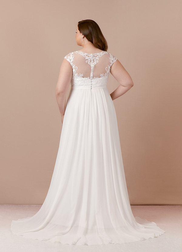 Azazie Brynslee Wedding Dresses A-Line Scoop Sequins Chiffon Chapel Train Dress image2