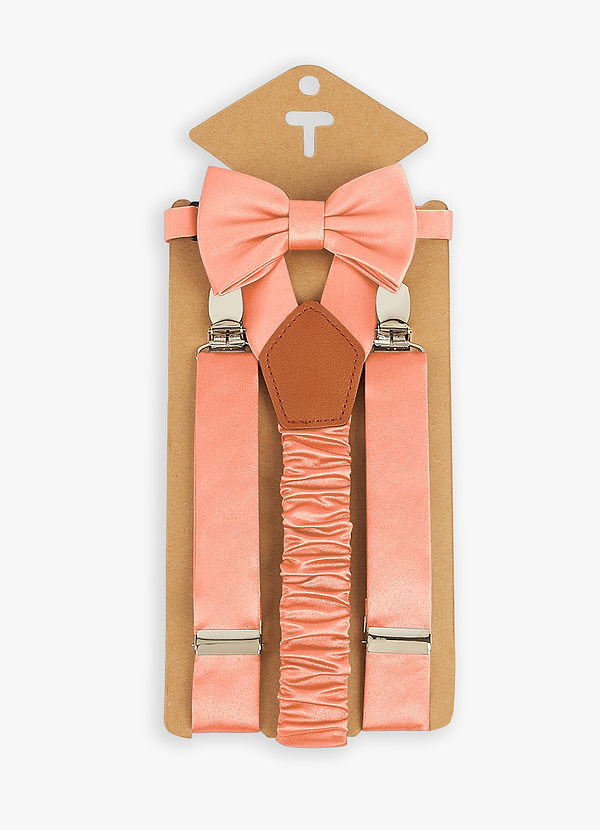 front Boy's Matching Matte Satin Bow Tie & Suspenders Set