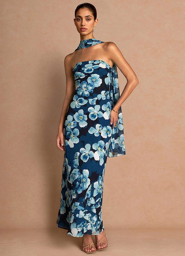 Eloria Tummansininen Kukkakuvio Maxi mekko image1