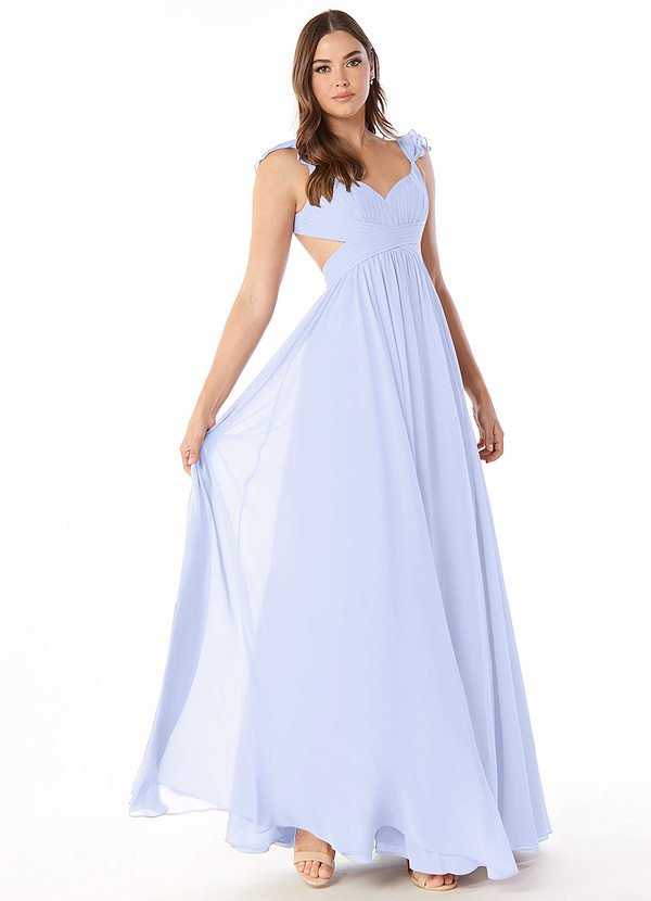 Azazie Kasia Bridesmaid Dresses A-Line Ruched Chiffon Floor-Length Dress image1