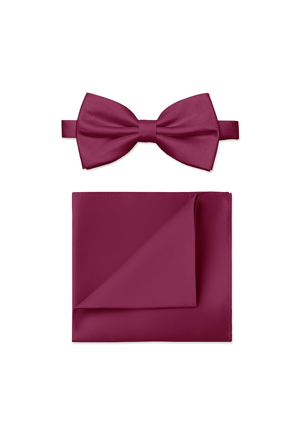 front Set da uomo con papillon e fazzoletto da taschino in raso opaco