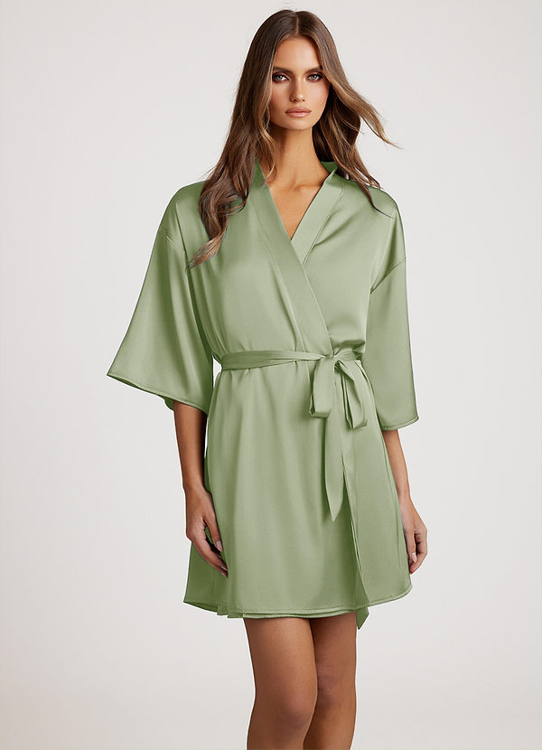 front Verde Salvia Vestaglia classica in raso