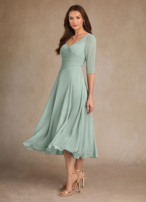 Azazie Durant Mother of the Brides Dresses Agave A-Line Pleated Chiffon Dress image1